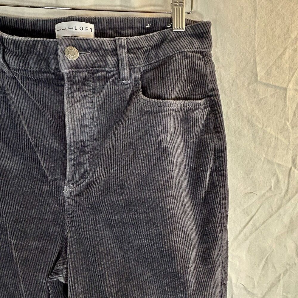 LOFT Blue Grey Corduroy Straight Leg Raw Hem Cropped Pants Womens Size 10/ 30" - Picture 4 of 14